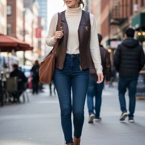 Alberto Makali Brown Leather Vest